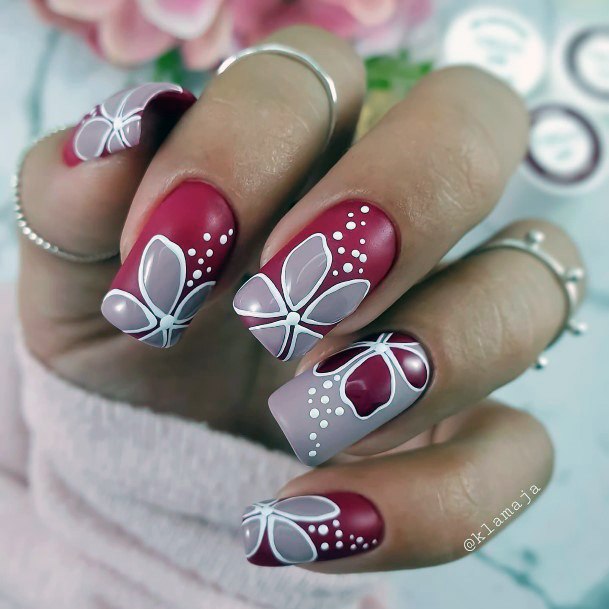 Creative Maroon And Pink Nail Designs For Women