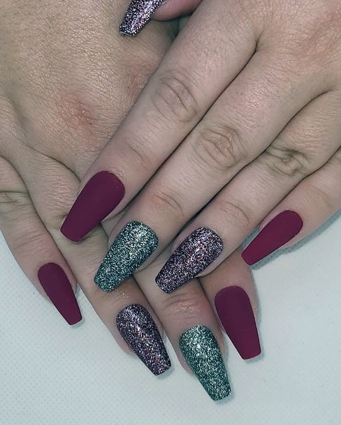 Creative Maroon And Silver Nail Designs For Women