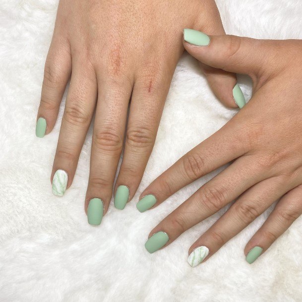 Creative Matte Green Nail Designs For Women