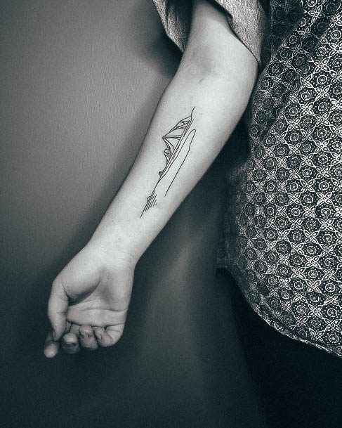 Creative Mountain Tattoo Designs For Women Linework