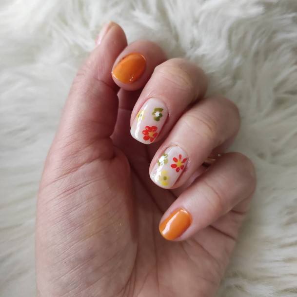 Creative Orange And White Nail Designs For Women