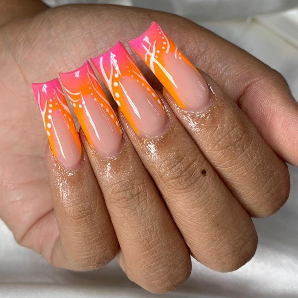 Creative Orange French Tip Nail Designs For Women