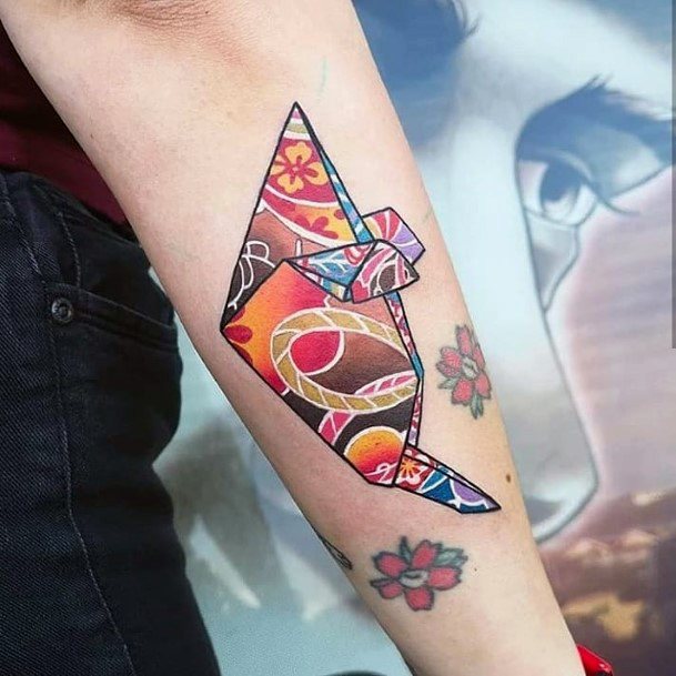 Creative Origami Tattoo Designs For Women