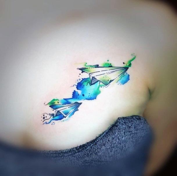 Creative Paper Airplane Tattoo Designs For Women