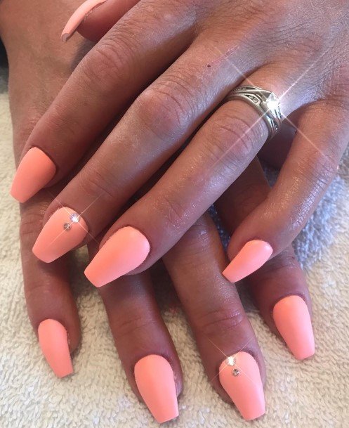 Creative Peach Matte Nail Designs For Women