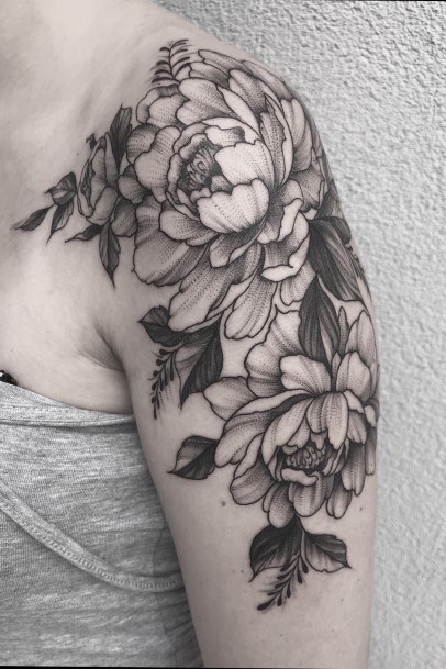 Creative Peony Tattoo Designs For Women Half Sleeve