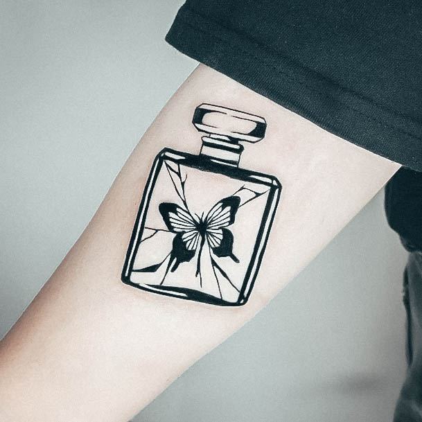 Creative Perfume Tattoo Designs For Women