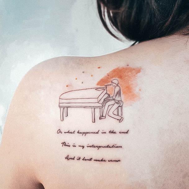 Creative Piano Tattoo Designs For Women