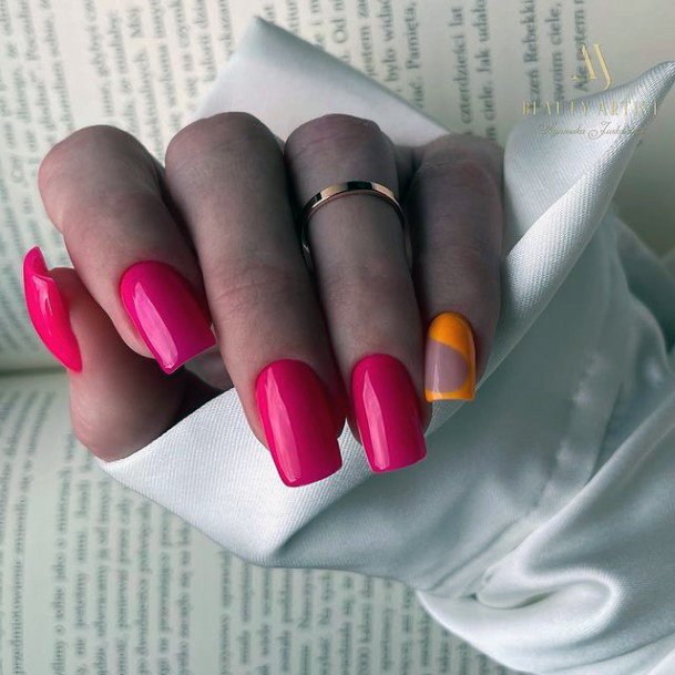 Creative Pink And Orange Nail Designs For Women