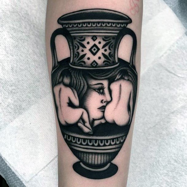 Creative Pottery Tattoo Designs For Women