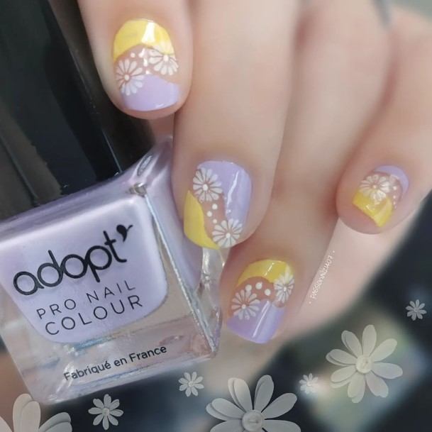 Creative Purple And Yellow Nail Designs For Women