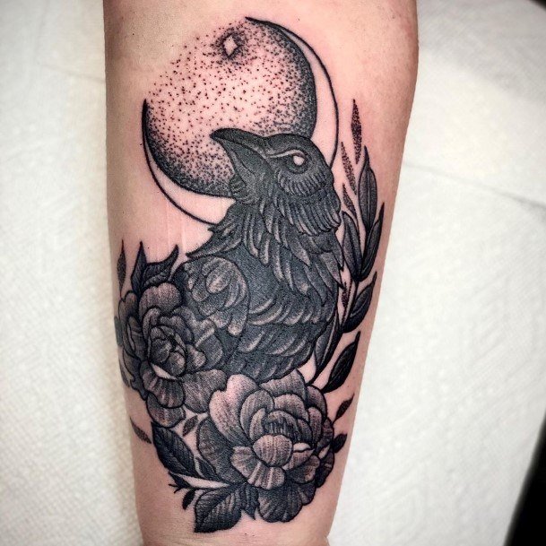 Creative Raven Tattoo Designs For Women