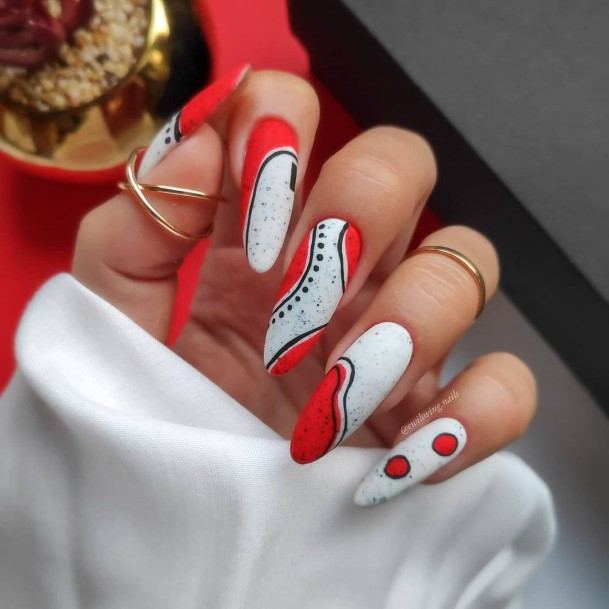 Creative Red And Grey Nail Designs For Women