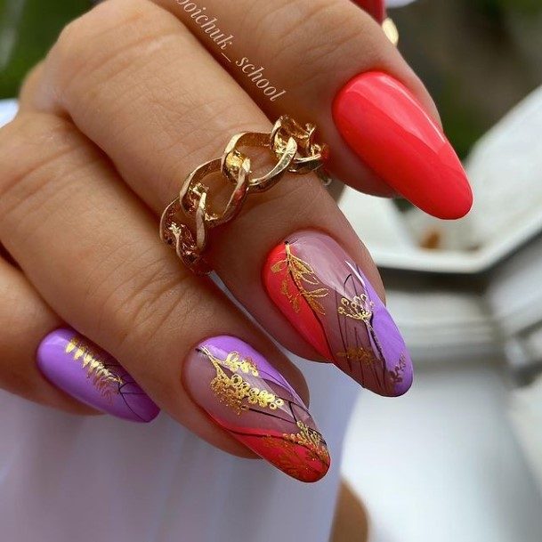 Creative Red And Purple Nail Designs For Women