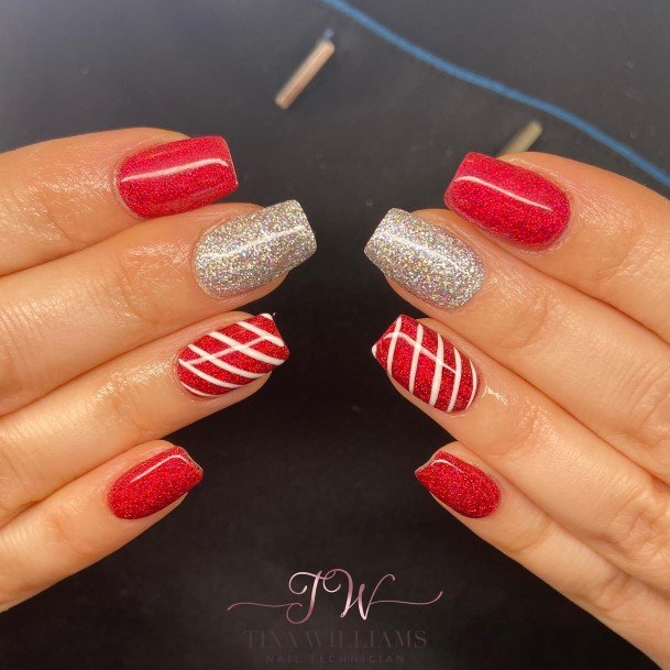 Creative Red And Silver Nail Designs For Women