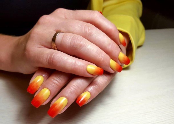 Creative Red And Yellow Nail Designs For Women