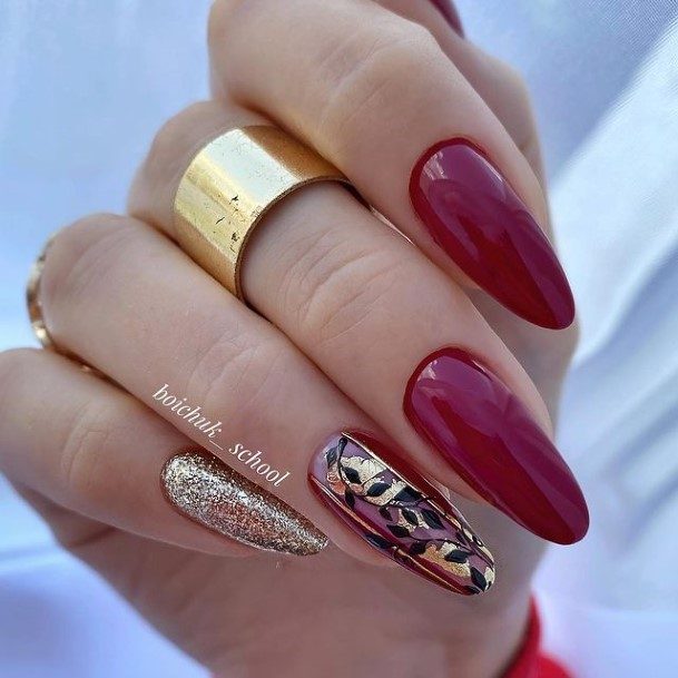 Creative Red Glitter Nail Designs For Women