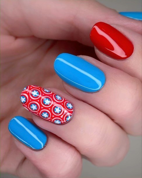 Creative Red White And Blue Nail Designs For Women