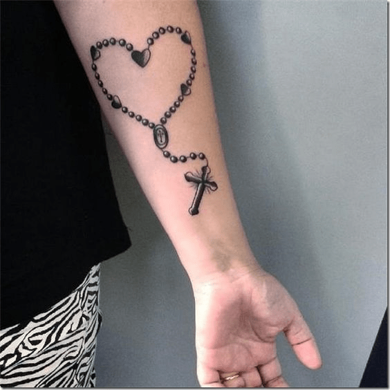 Creative Rosary Tattoo Designs For Women Christian