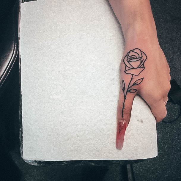 Creative Rose Hand Flower Tattoo Designs For Women
