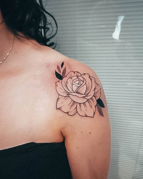 Creative Rose Shoulder Tattoo Designs For Women