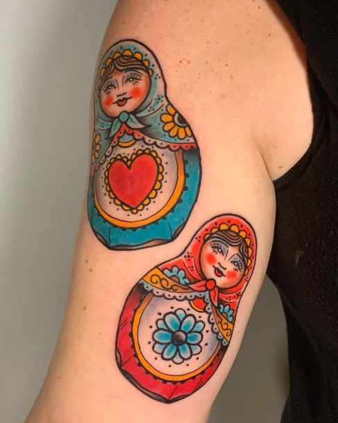 Creative Russian Nesting Doll Matryoshka Tattoo Designs For Women