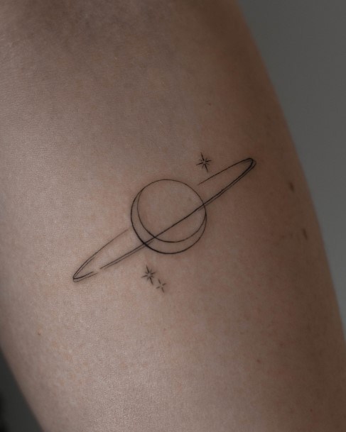 Creative Saturn Tattoo Designs For Women