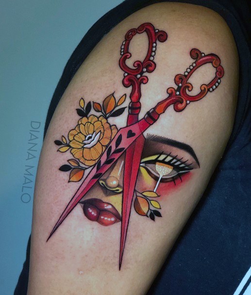 Creative Scissors Tattoo Designs For Women
