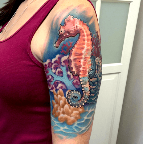 Creative Seahorse Tattoo Designs For Women