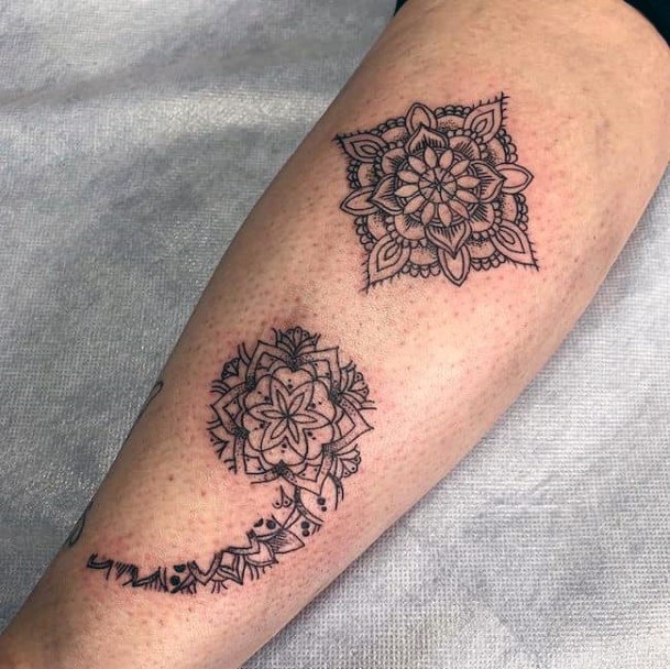 Creative Semi Colon Mandala Tattoo Womens Arms