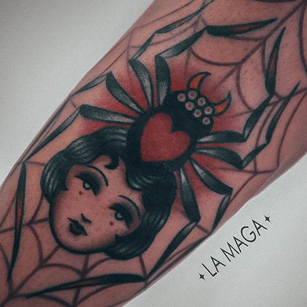 Creative Small Spider Web Tattoo Designs For Women