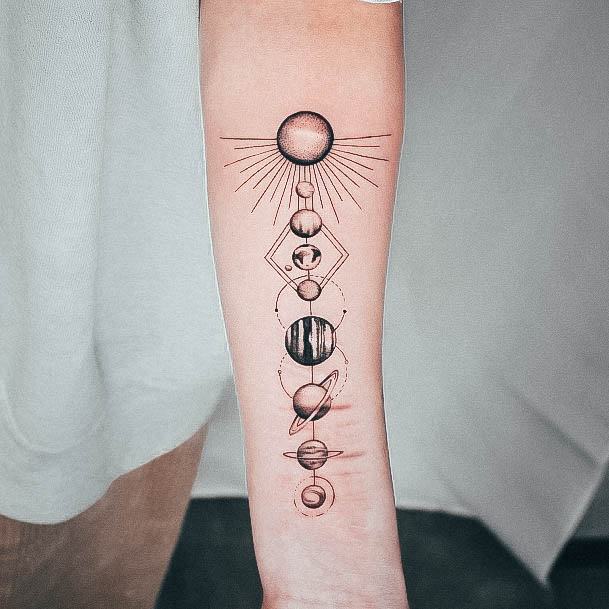 Creative Solar Tattoo Designs For Women
