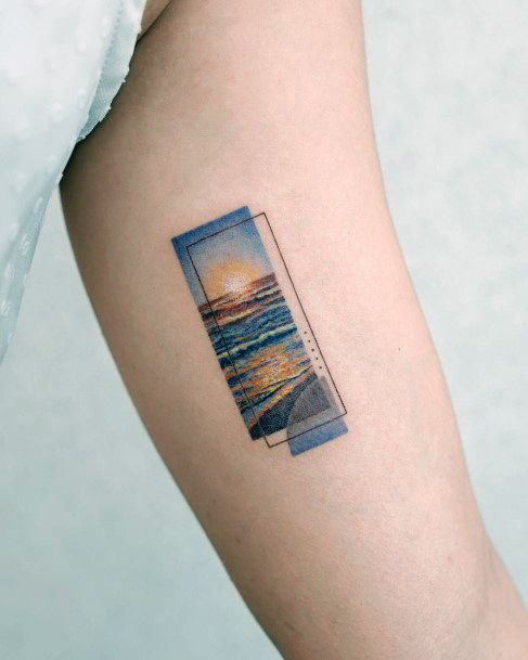 Creative Sunset Sunrise Tattoo Designs For Women