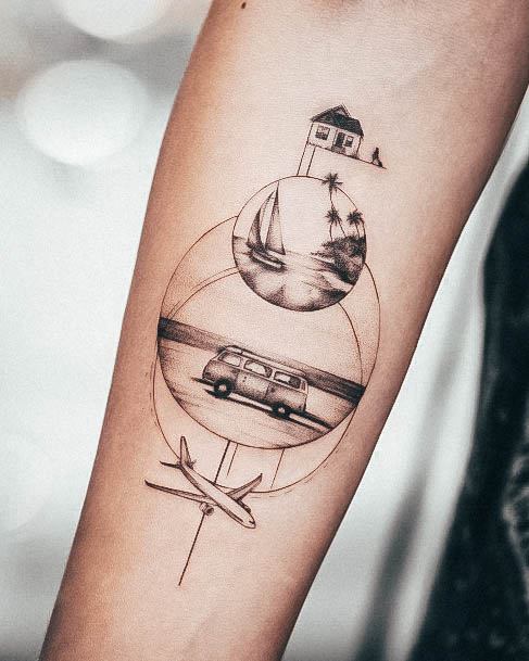 Creative Travel Tattoo Designs For Women