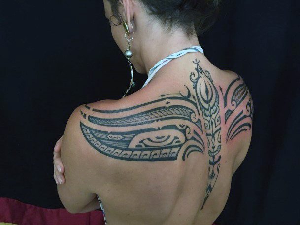 Creative Tribal Tattoo Womens Back