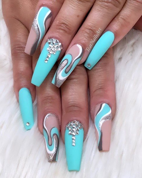 Creative Turquoise Ombre Nail Designs For Women