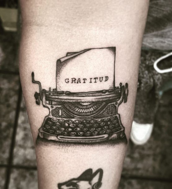 Creative Typewriter Tattoo Designs For Women