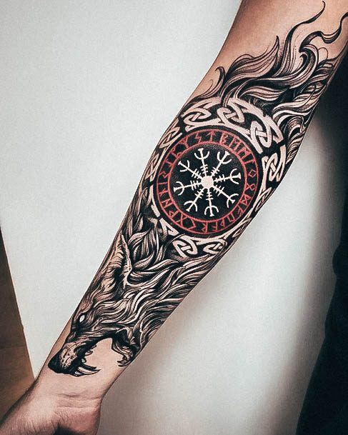 Creative Viking Tattoo Designs For Women Wolf