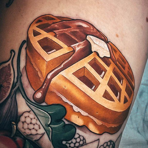 Creative Waffle Tattoo Designs For Women