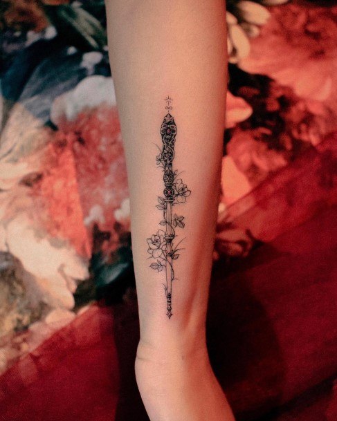 Creative Wand Tattoo Designs For Women