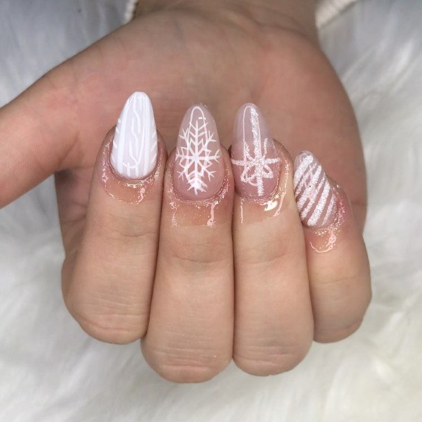 Creative White Almond Shaped Nail Designs For Women