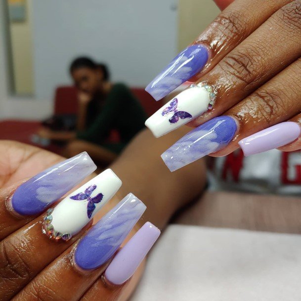 Creative White And Purple Nail Designs For Women