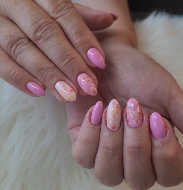 Creative Yellow And Pink Nail Designs For Women