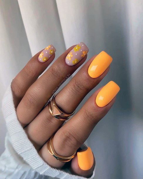 Creative Yellow Dress Nail Designs For Women