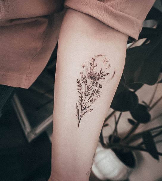 Cresent Moon Tattoo Design Inspiration For Women