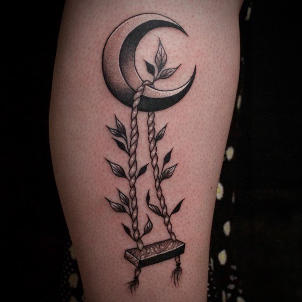 Cresent Moon Tattoo For Ladies