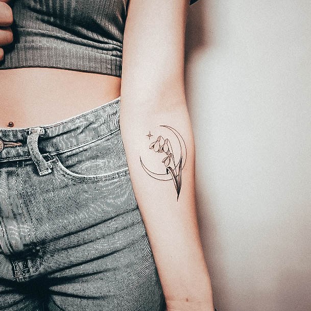 Cresent Moon Womens Tattoo Designs