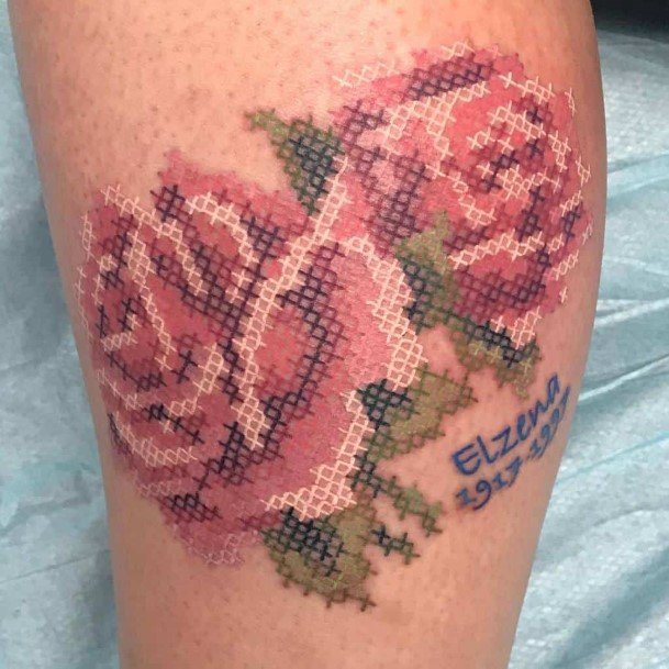 Cross Stitch Tattoo Design Inspiration For Women
