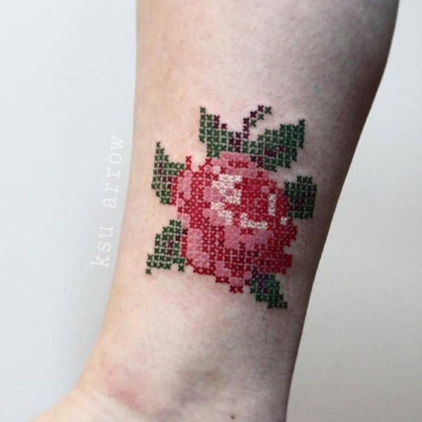 Cross Stitch Tattoo Feminine Designs