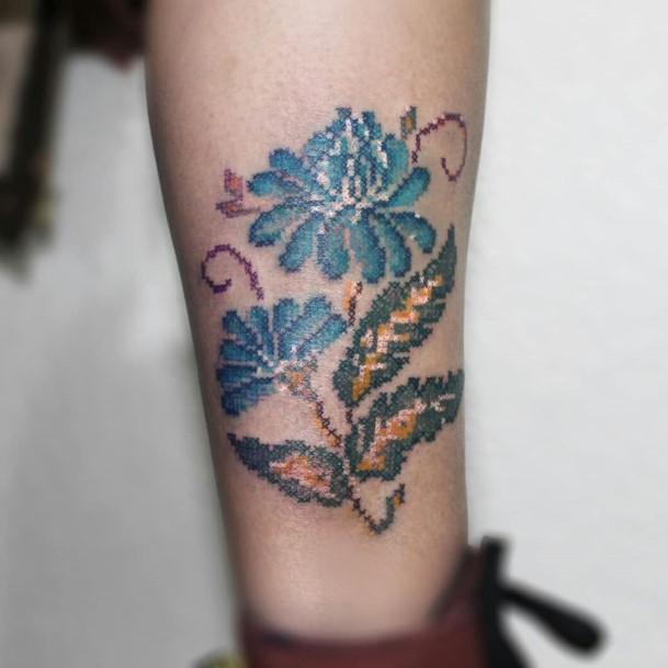 Cross Stitch Womens Tattoo Ideas